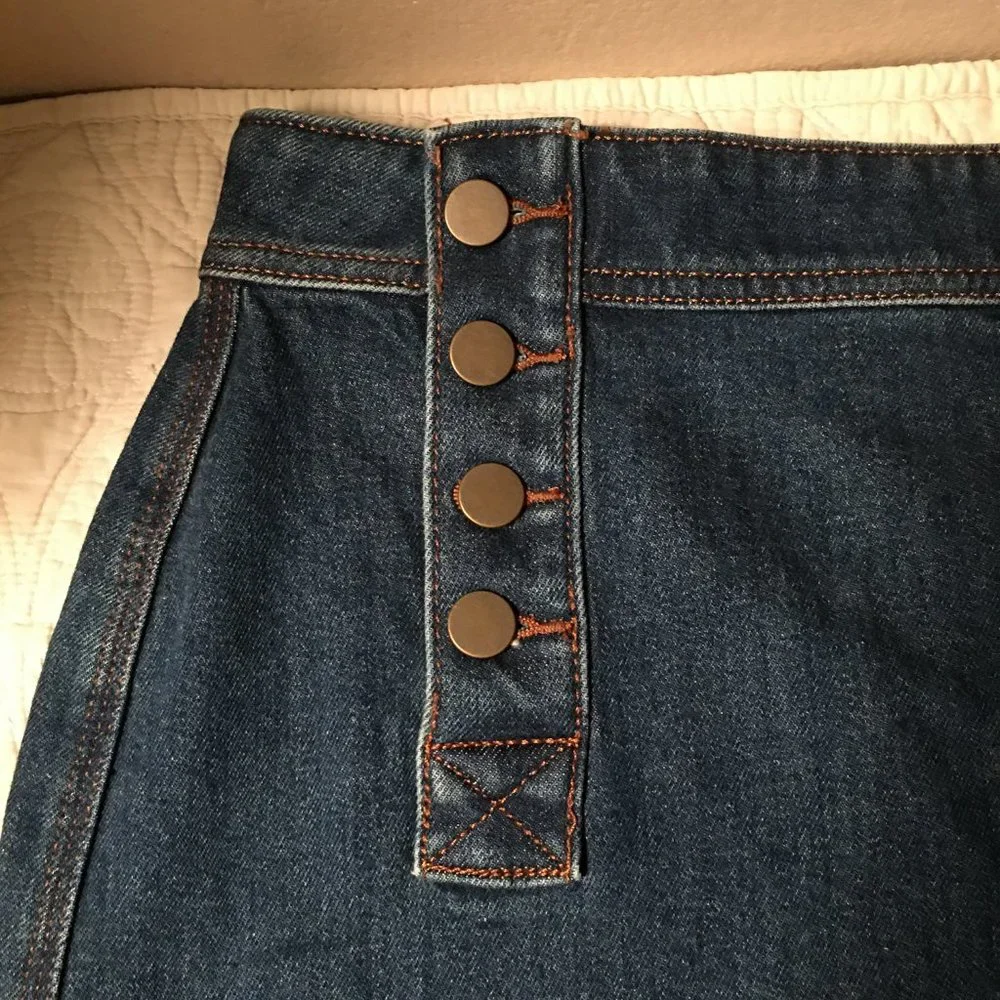 LOFT Nautical Inspired Button Front Denim Skirt - Picture 3 of 11